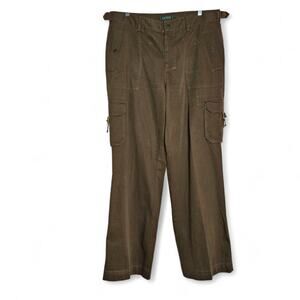 Lauren Ralph Lauren Womens Y2K Cargo Utility Olive Green Khaki Pants Size 14